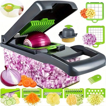 16pcs/Set Vegetable Chopper Onion Chopper Handle Food Grate Food Chopper Kitchen Vegetable Slicer Dicer Cut Potato Shredder