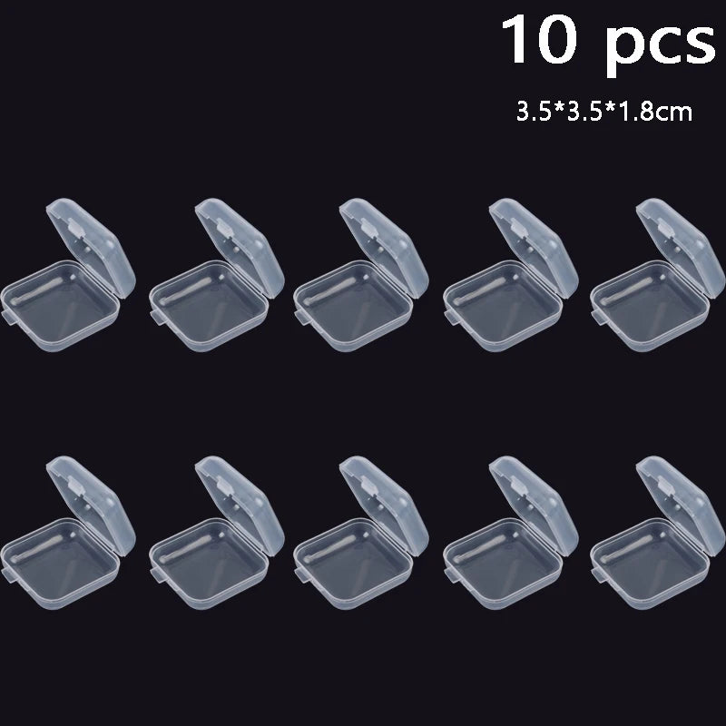 Clear Storage Container Transparent Plastic Storage Boxes with Hinged Lid Square Packaging Display Box Jewelry DIY Crafts