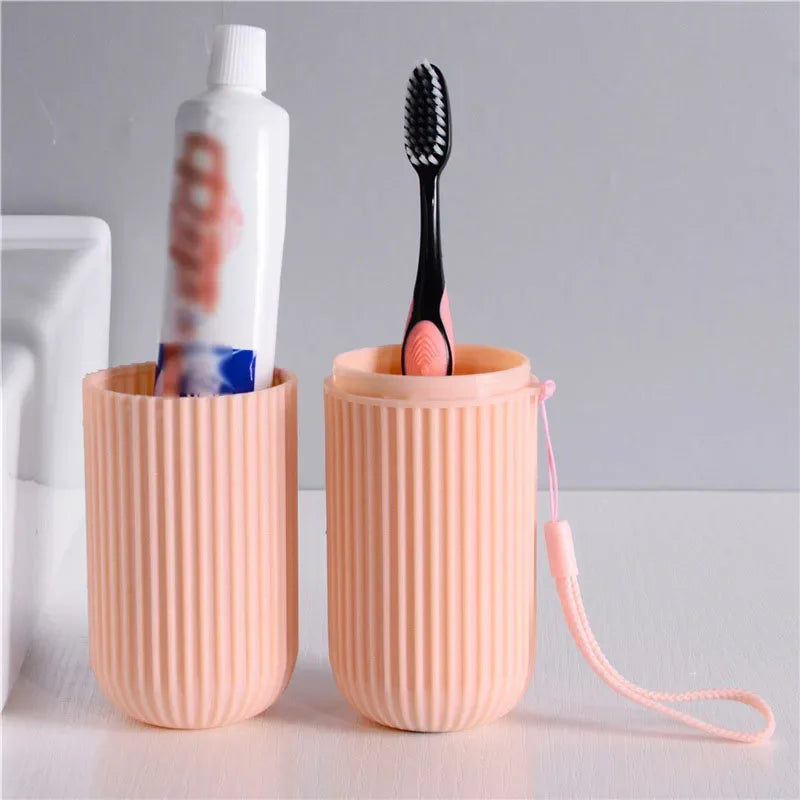 Travel Portable Toothbrush Cup Bathroom Toothpaste Holder Storage Case Box Organizer Travel Toiletries Storage Cup New Creative