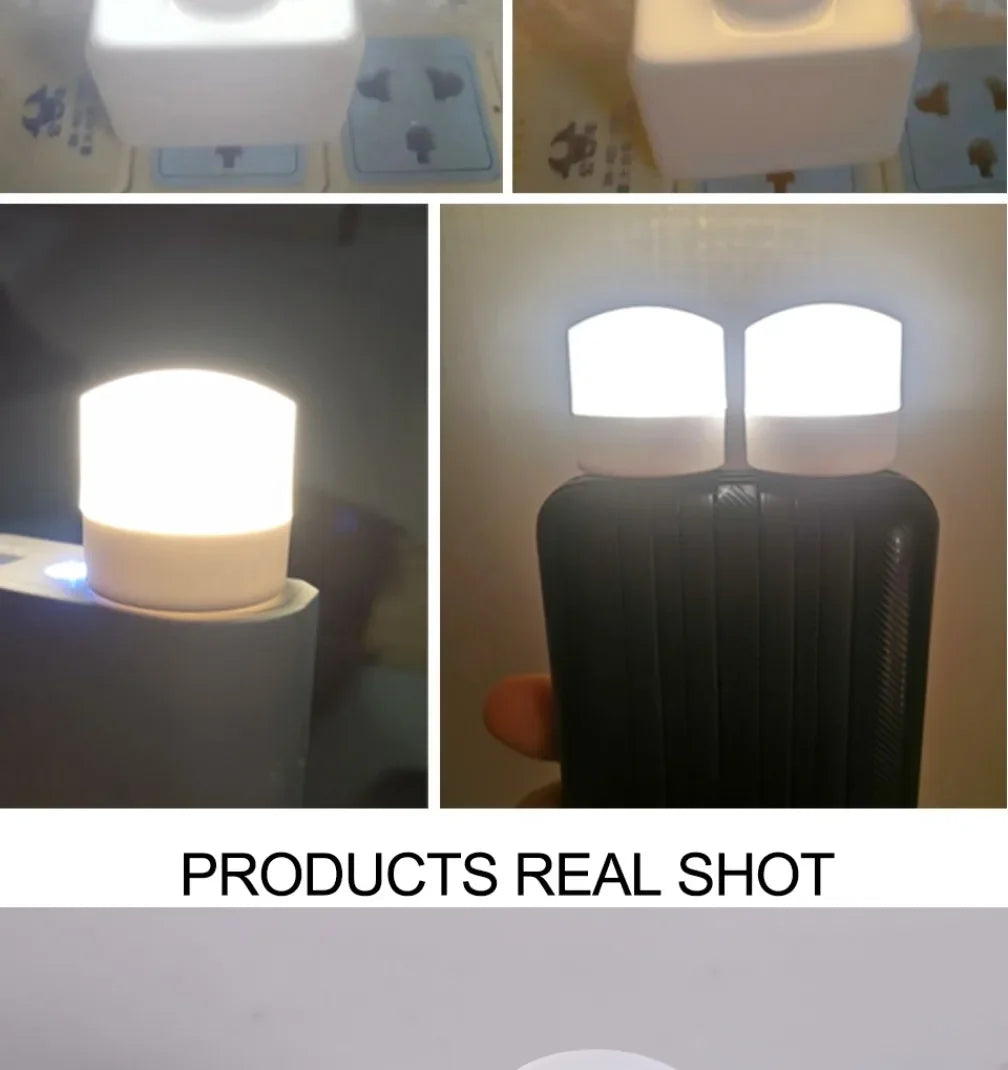 100-10PCS Portable Mini Night Lights Colorful USB Plug Lamp Power Bank Charging LED Book Light Round Reading Eye Protection Lamp