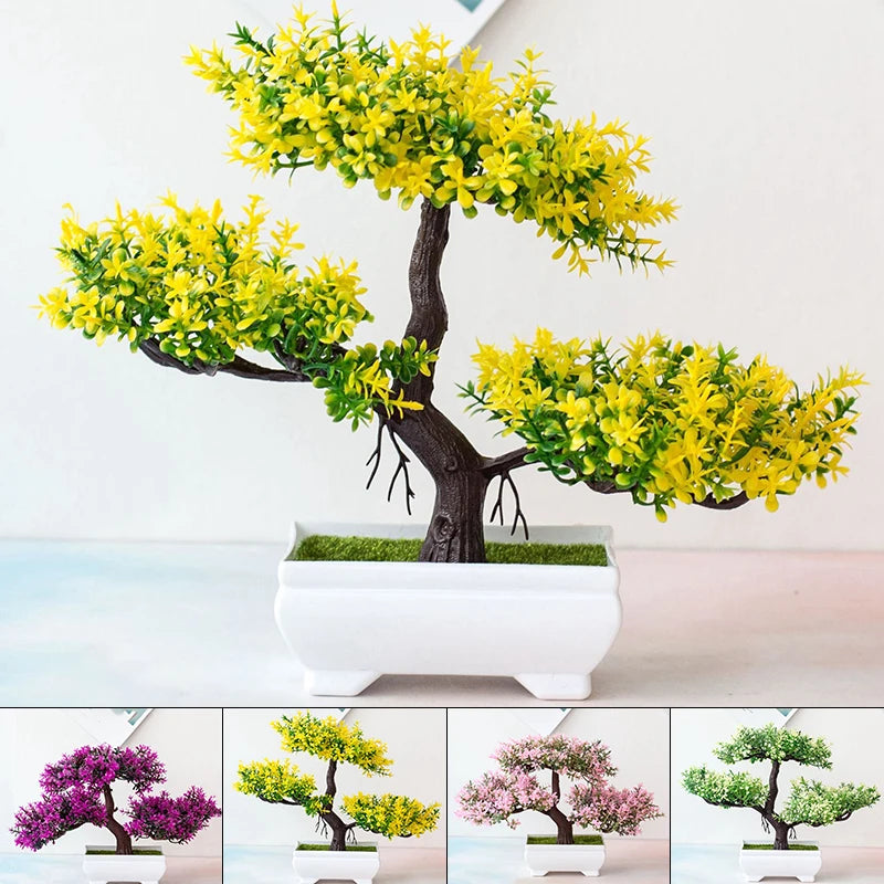 Artificial Plants Bonsai Small Tree Pot Fake Plant Flowers Potted Ornaments For Home Room Table Decoration Hotel Garden Decor
