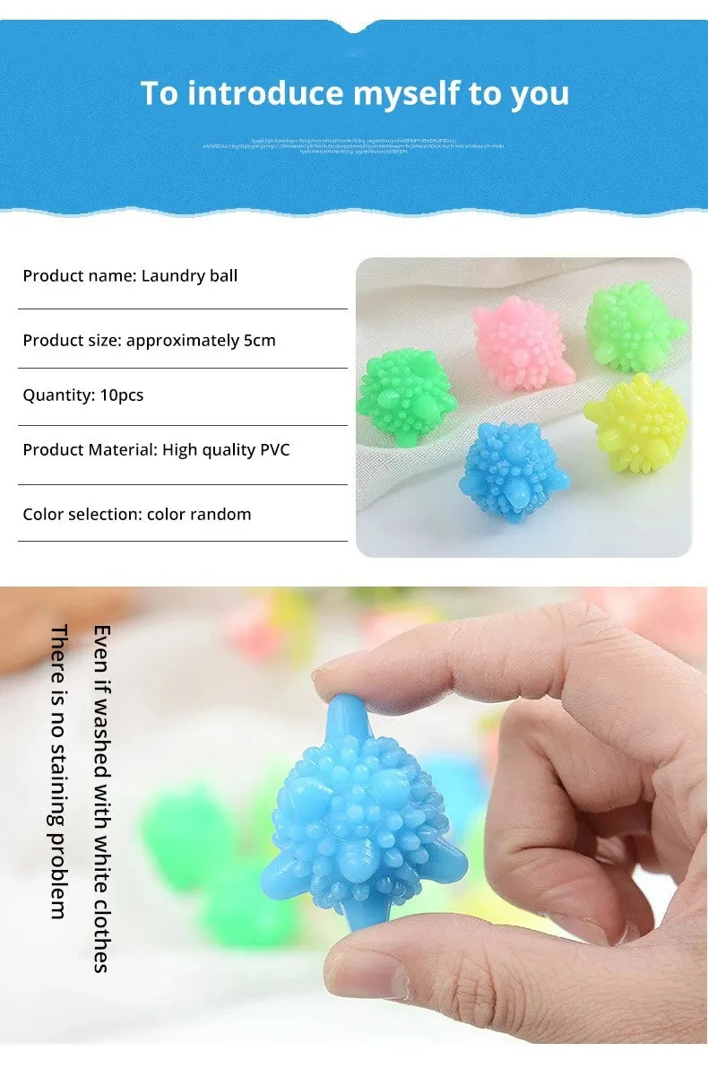 10Pcs/Set Laundry Ball Reusable Household Washing Clothes Softener Remove Dirt Clean Shape PVC Solid 2022