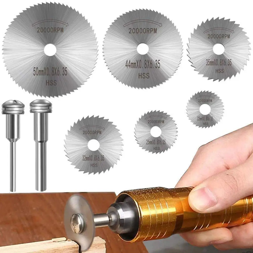 6pcs Mini HSS Circular Saw Blade Rotary Tool For Dremel Metal Cutter Power Tool Wood Cutting Discs Drill Mandrels Cutoff 22-50mm