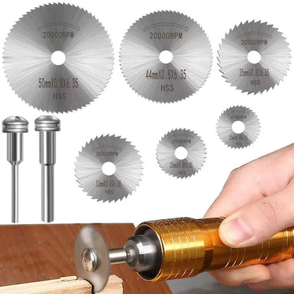 6pcs Mini HSS Circular Saw Blade Rotary Tool For Dremel Metal Cutter Power Tool Wood Cutting Discs Drill Mandrels Cutoff 22-50mm