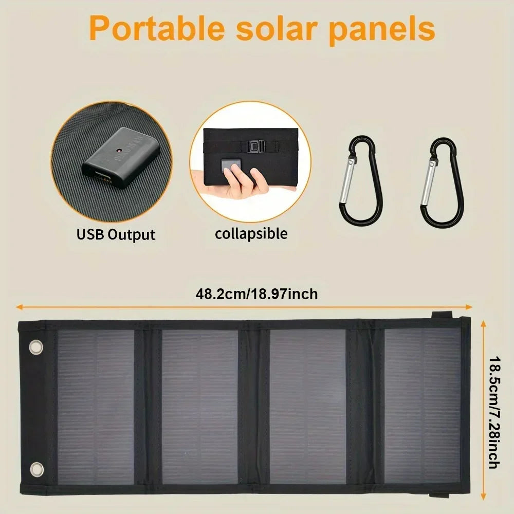 Portable Solar Panel USB 12V Charger Mobile Phone Folding Kit Foldable Outdoor Camping Power Bank For iPhone Charging Battery