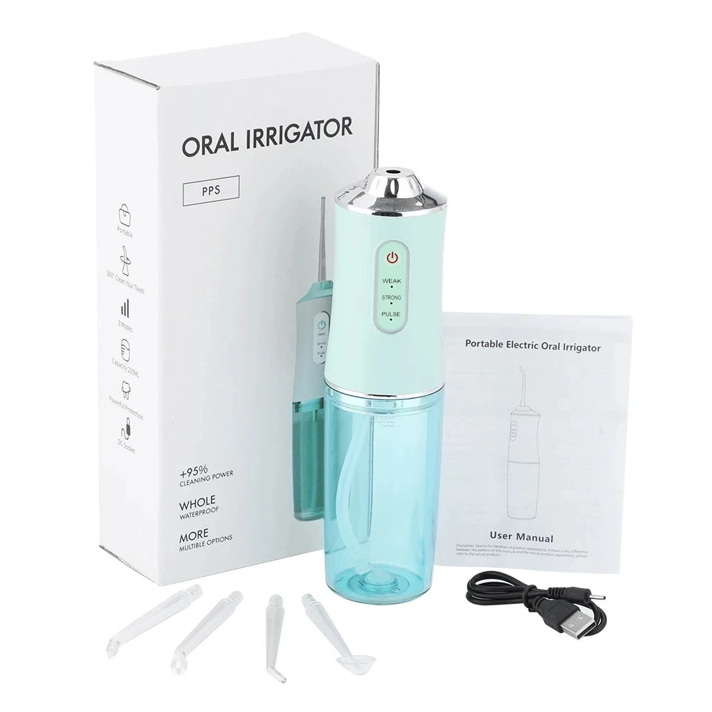 Electric Oral Irrigator Portable Dental Water Flosser Teeth Cleaner Mouth Washing Machine with 4 Jets Oral Hygiene Wireless