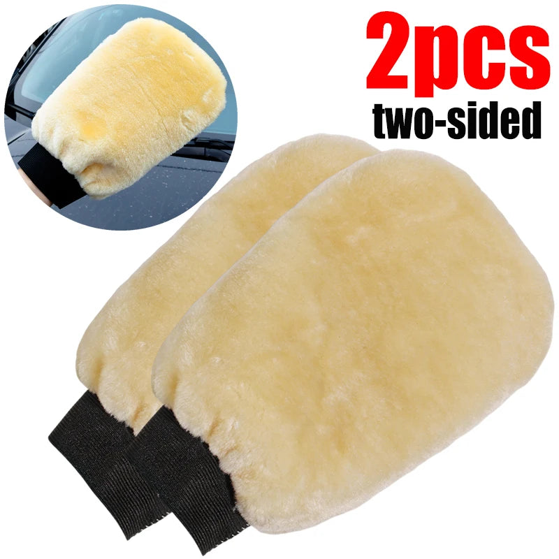 1/5pcs Car Wash Gloves Soft Thickened  Imitation Wool Plush Wiping Car Cleaning Mitt Double-faced Glove Car Washing Supplies