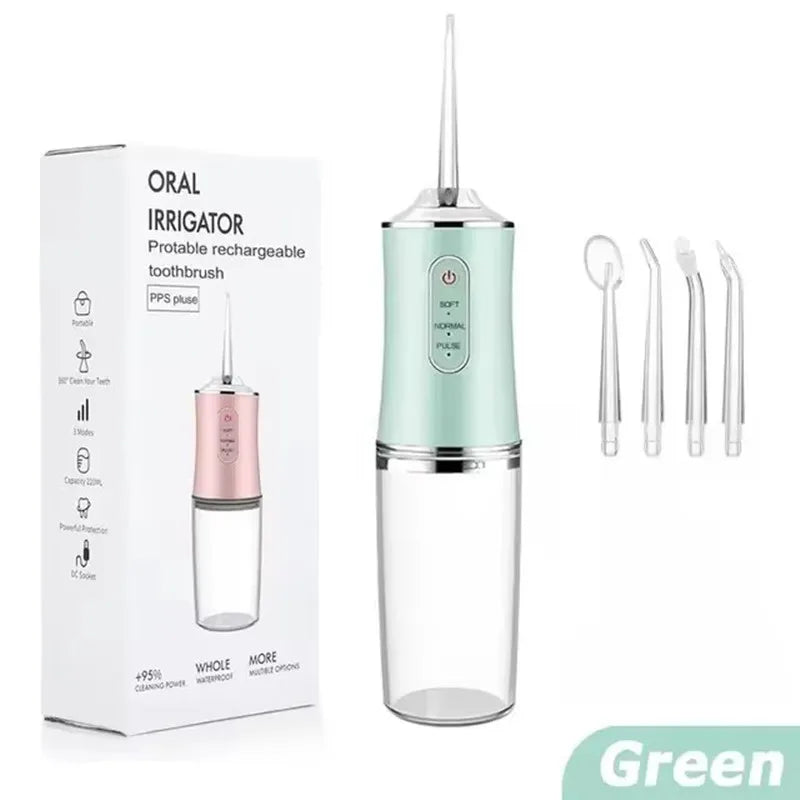 Electric Oral Irrigator Portable Dental Water Flosser Teeth Cleaner Mouth Washing Machine with 4 Jets Oral Hygiene Wireless