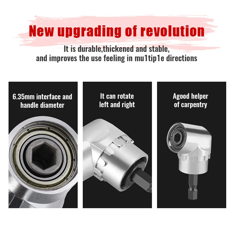 105 Degree Right Angle Drill Attachment and Flexible Angle Extension Bit Kit for Drill Screwdriver Socket Adapter Tools