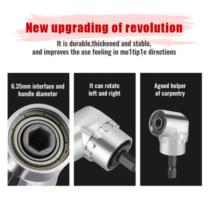 105 Degree Right Angle Drill Attachment and Flexible Angle Extension Bit Kit for Drill Screwdriver Socket Adapter Tools