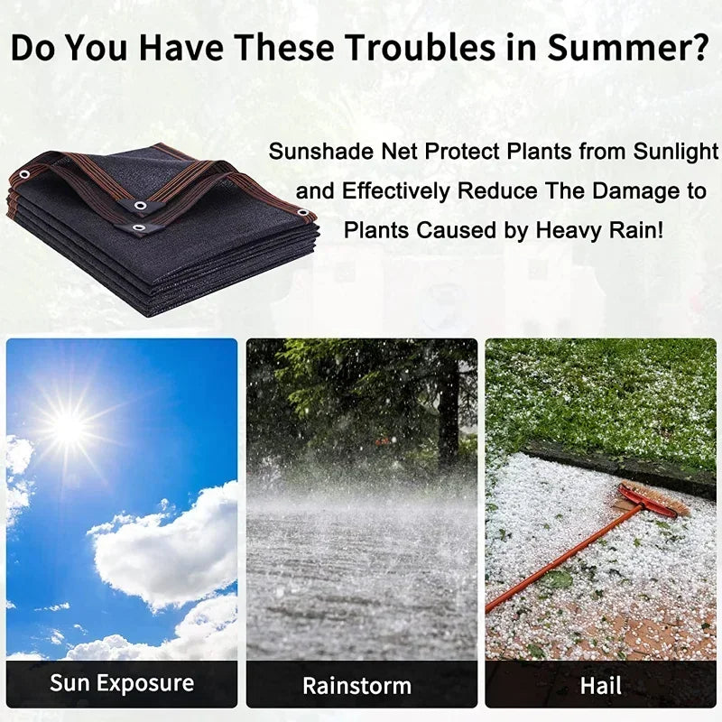 Black Shade Cloth Sunblock Mesh Cover Taped Edge With Grommets Sun Net For Pergola Plants Greenhouse Gardens Patio Canopy