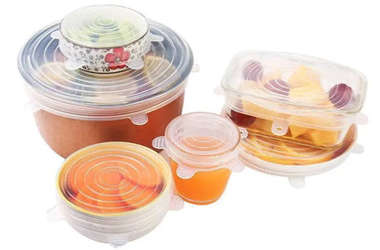 6/12Pcs Silicone Stretch Lids Reusable Food Seal Cover for Pot Bowl Keep Food Fresh Stretchy Wrap Cover Kitchen Cookware