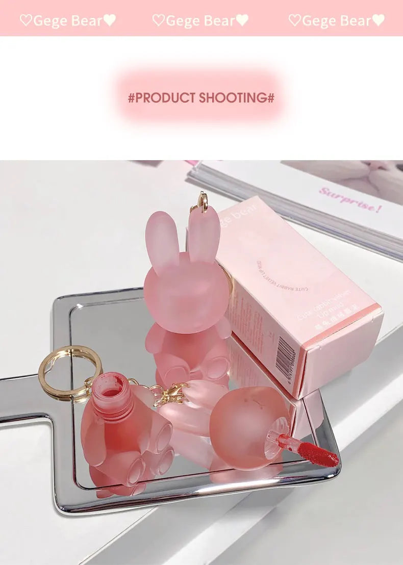 Gege Bear Adorable Rabbit Velvet Lip Mud — Matte Finish, Long-Lasting, Non-Transfer Lip Lacquer for a Whiter Appearance