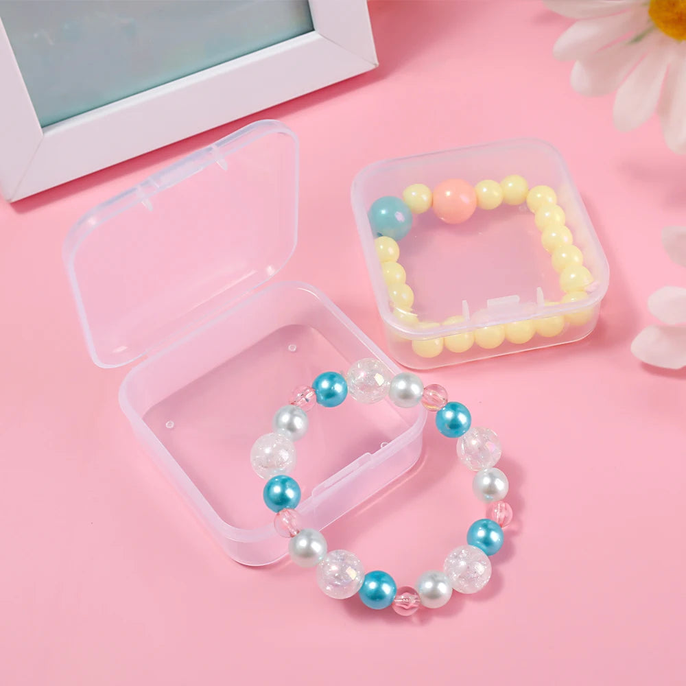 Clear Storage Container Transparent Plastic Storage Boxes with Hinged Lid Square Packaging Display Box Jewelry DIY Crafts