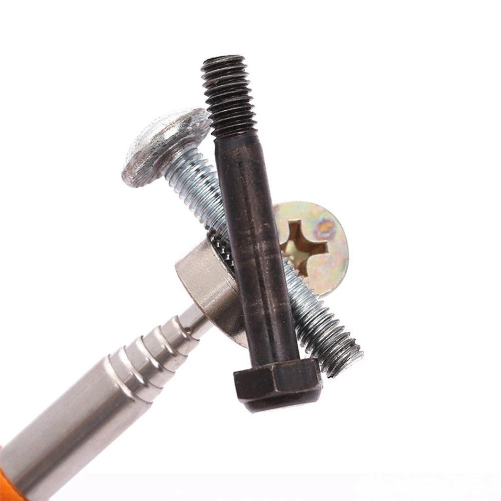 Strong Magnetic Suction Rod Orange Red Handle Magnetic Pickup Stainless Steel Antenna Retractable Suction Iron Rod