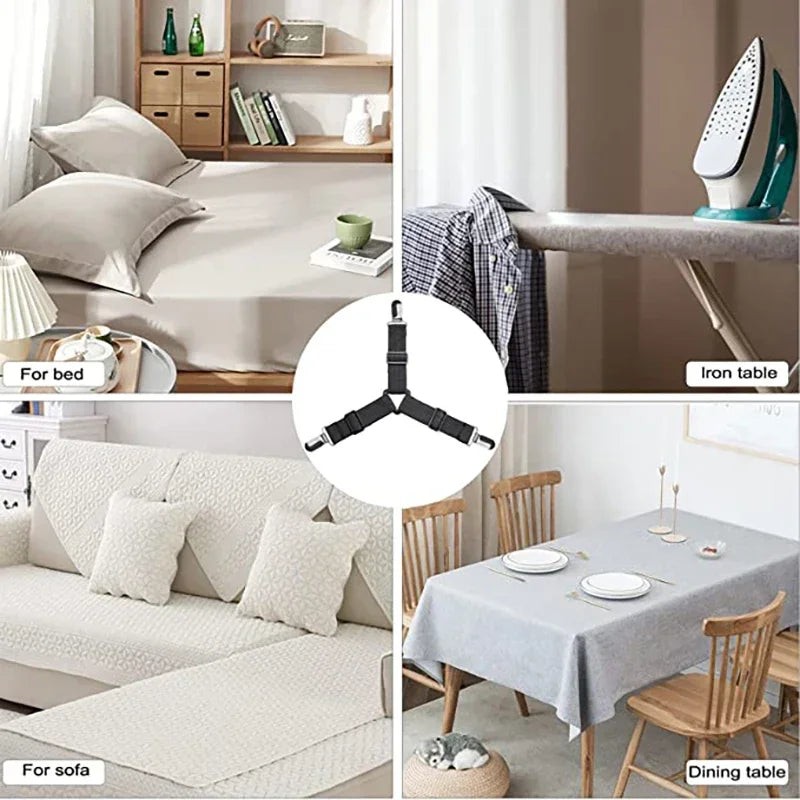 16/4Pcs/Set Adjustable Bed Sheet Grippers Belt Fastener Bed Sheet Clips Mattress Cover Blankets Quilt Holder Organize Gadgets