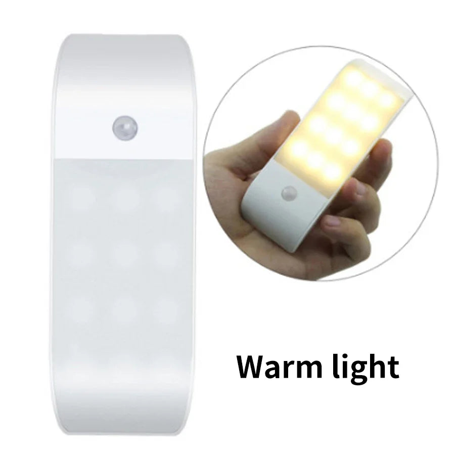 Motion Sensor LED Night Light Rechargeable Lamp Human Body Induction Cabinet Lamp Kitchen Wardrobe Stairs Emergency Lighting