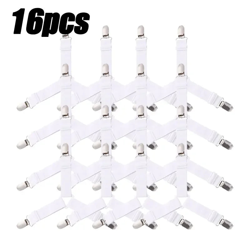 16/4Pcs/Set Adjustable Bed Sheet Grippers Belt Fastener Bed Sheet Clips Mattress Cover Blankets Quilt Holder Organize Gadgets