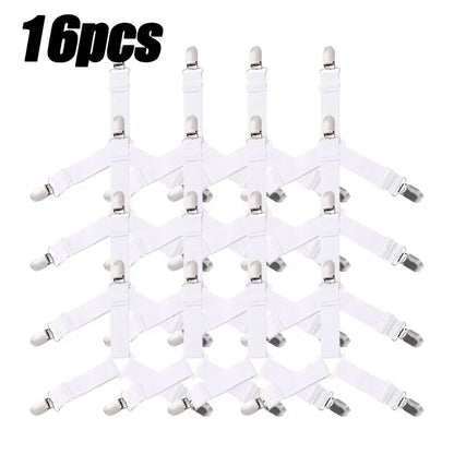 16/4Pcs/Set Adjustable Bed Sheet Grippers Belt Fastener Bed Sheet Clips Mattress Cover Blankets Quilt Holder Organize Gadgets