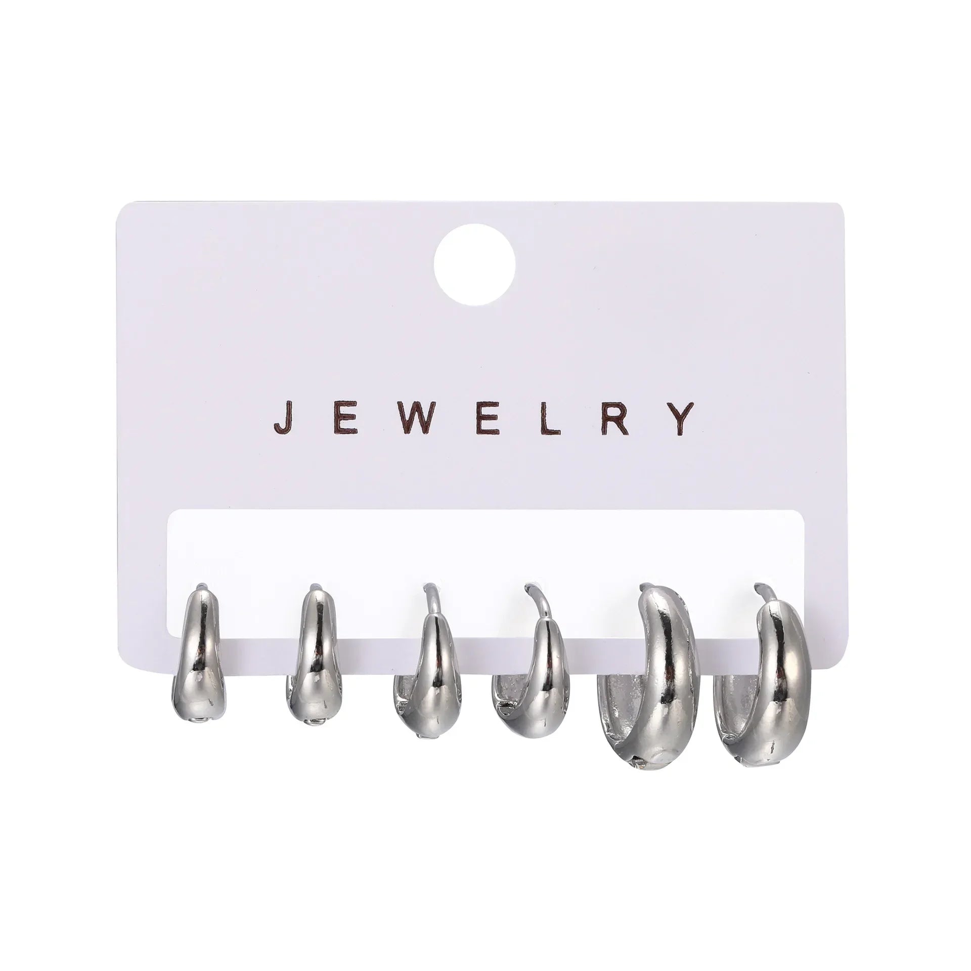 6pcs Fashion Minimalist Chunky Gold Plated Waterdrop Hoop Earrings for Women Smooth C-shaped Water Droplets Earrings JewelryGift