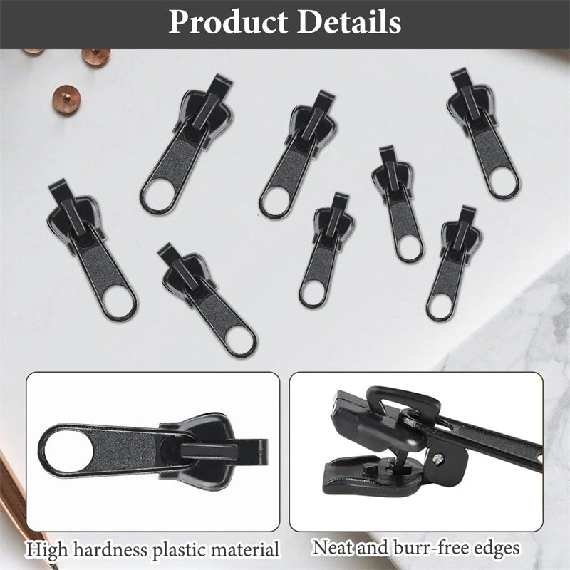 6-60pcs Instant Zipper Universal Instant Fix Repair Kit Replacement Zip Slider Teeth Multifunctional Clothing Replacement Zipper