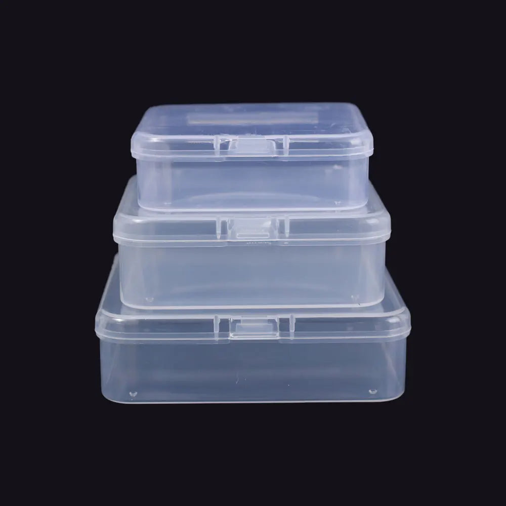 Clear Storage Container Transparent Plastic Storage Boxes with Hinged Lid Square Packaging Display Box Jewelry DIY Crafts