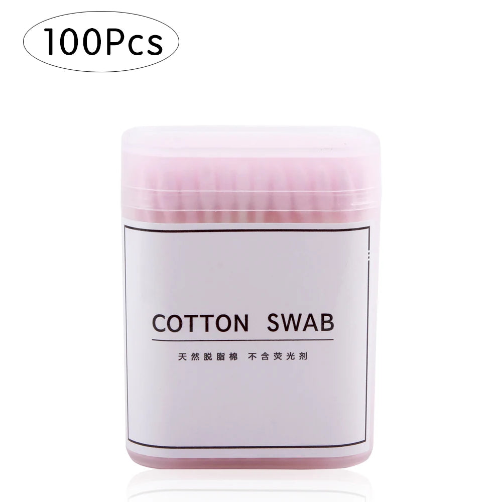100/200/300Pcs Disposable Double Head Wood Cotton Swab Lipstick Ear Swab Cleaning Cotton Buds Makeup Sticks Cotton Swabs Tools