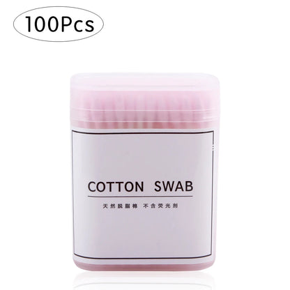 100/200/300Pcs Disposable Double Head Wood Cotton Swab Lipstick Ear Swab Cleaning Cotton Buds Makeup Sticks Cotton Swabs Tools