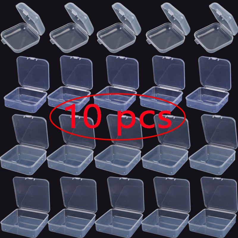 Clear Storage Container Transparent Plastic Storage Boxes with Hinged Lid Square Packaging Display Box Jewelry DIY Crafts