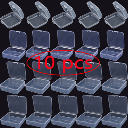 Clear Storage Container Transparent Plastic Storage Boxes with Hinged Lid Square Packaging Display Box Jewelry DIY Crafts