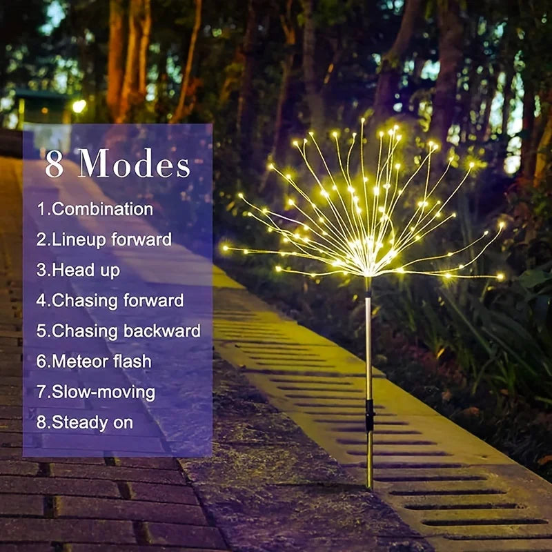 1 Packs Solar Fairy Lights,Waterproof Outdoor Firework Lights,LEDs Garden Flower Light For Garden Christmas Party DIY Decoration