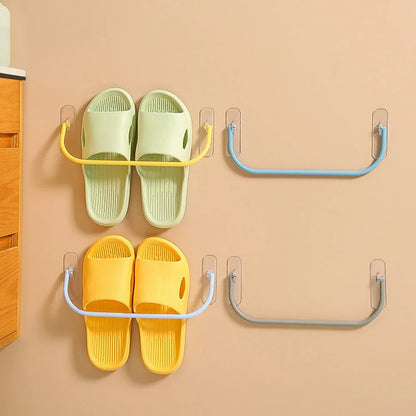 4PCS Simple Shoe Rack Wall-mounted Bathroom Slippers Hook Holder Shoes Slipper Drain Storage Drying Rack Shoe Organizer Hanger
