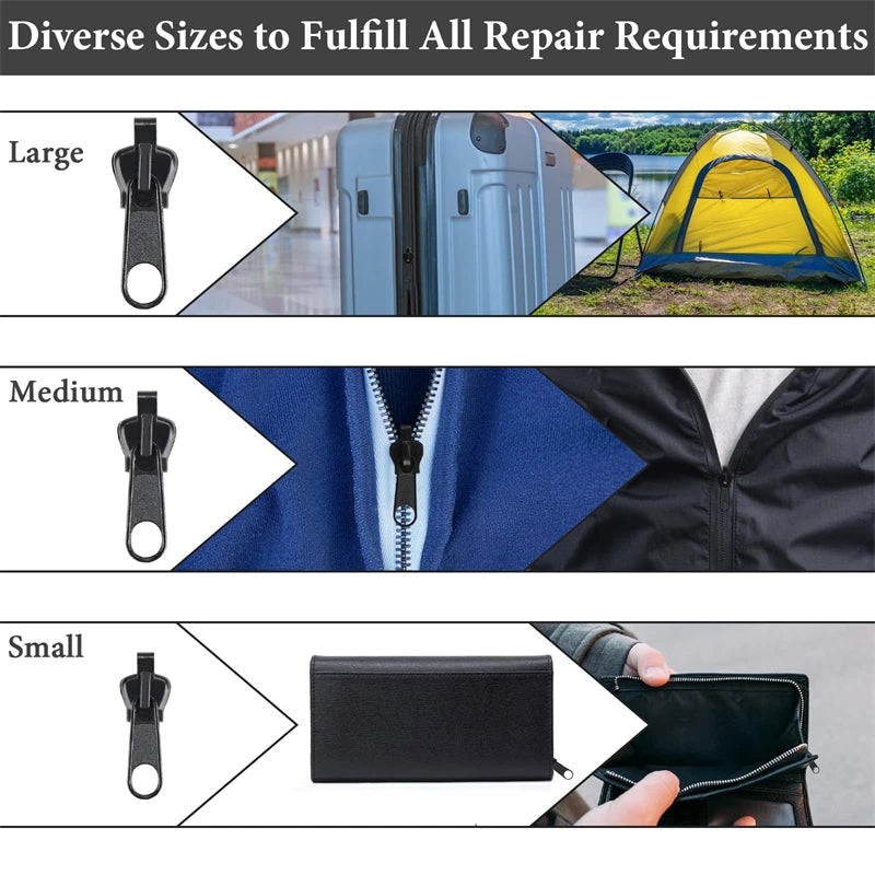 6-60pcs Instant Zipper Universal Instant Fix Repair Kit Replacement Zip Slider Teeth Multifunctional Clothing Replacement Zipper