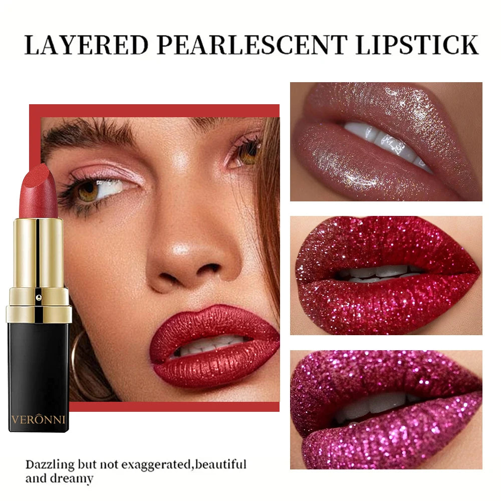 Diamond Shimmer Lipstick Lip Gloss High Pigmented Long Lasting 10 Colors Glitter Lipgloss Lips Makeup Cosmetics Sexy Make Up