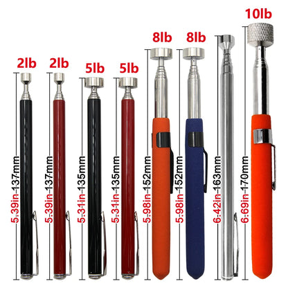 Strong Magnetic Suction Rod Orange Red Handle Magnetic Pickup Stainless Steel Antenna Retractable Suction Iron Rod