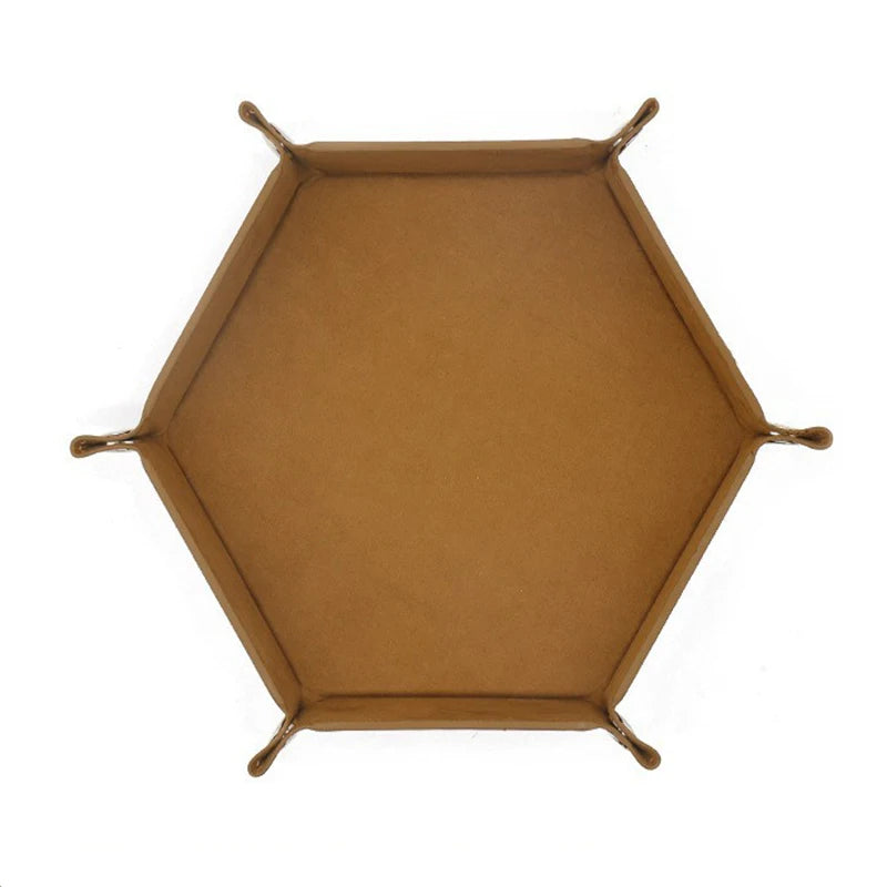 1pc Hexagonal Dice Tray and Miscellaneous Storage Box Board Game Dice Tray Accessories Leather Dice Tower