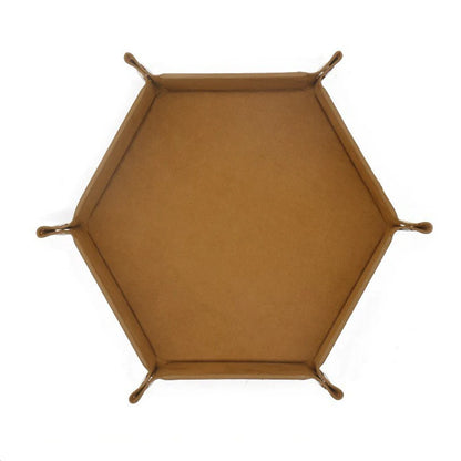1pc Hexagonal Dice Tray and Miscellaneous Storage Box Board Game Dice Tray Accessories Leather Dice Tower