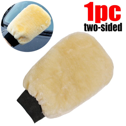 1/5pcs Car Wash Gloves Soft Thickened  Imitation Wool Plush Wiping Car Cleaning Mitt Double-faced Glove Car Washing Supplies