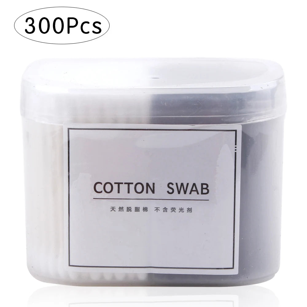 100/200/300Pcs Disposable Double Head Wood Cotton Swab Lipstick Ear Swab Cleaning Cotton Buds Makeup Sticks Cotton Swabs Tools