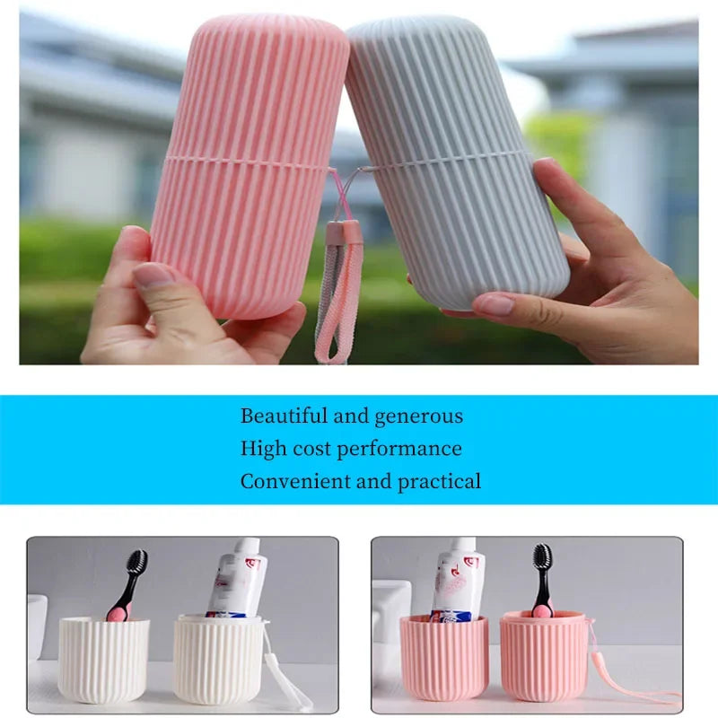 Travel Portable Toothbrush Cup Bathroom Toothpaste Holder Storage Case Box Organizer Travel Toiletries Storage Cup New Creative