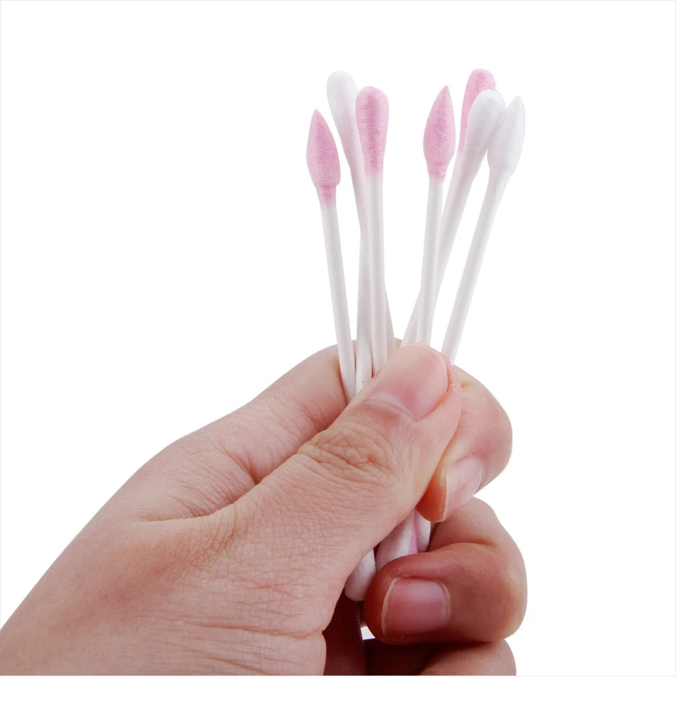 100/200/300Pcs Disposable Double Head Wood Cotton Swab Lipstick Ear Swab Cleaning Cotton Buds Makeup Sticks Cotton Swabs Tools