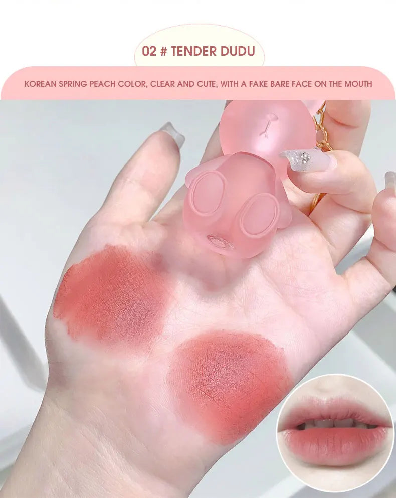 Gege Bear Adorable Rabbit Velvet Lip Mud — Matte Finish, Long-Lasting, Non-Transfer Lip Lacquer for a Whiter Appearance