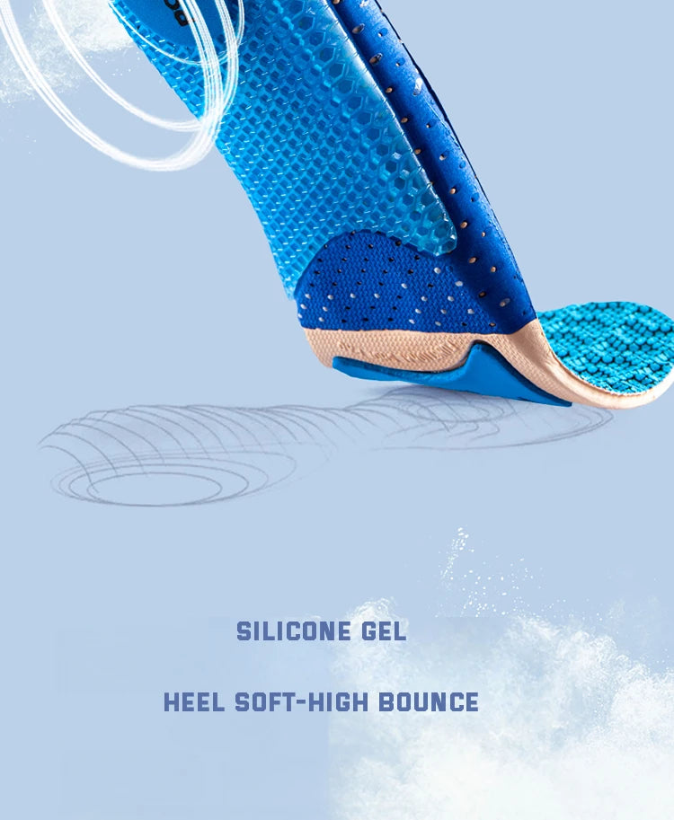 1Pair Sport Silicone Insoles for Shoes High Elastic Shock-absorbing Insole for Feet Arch Support Orthopedic Men Women Shoe Sole