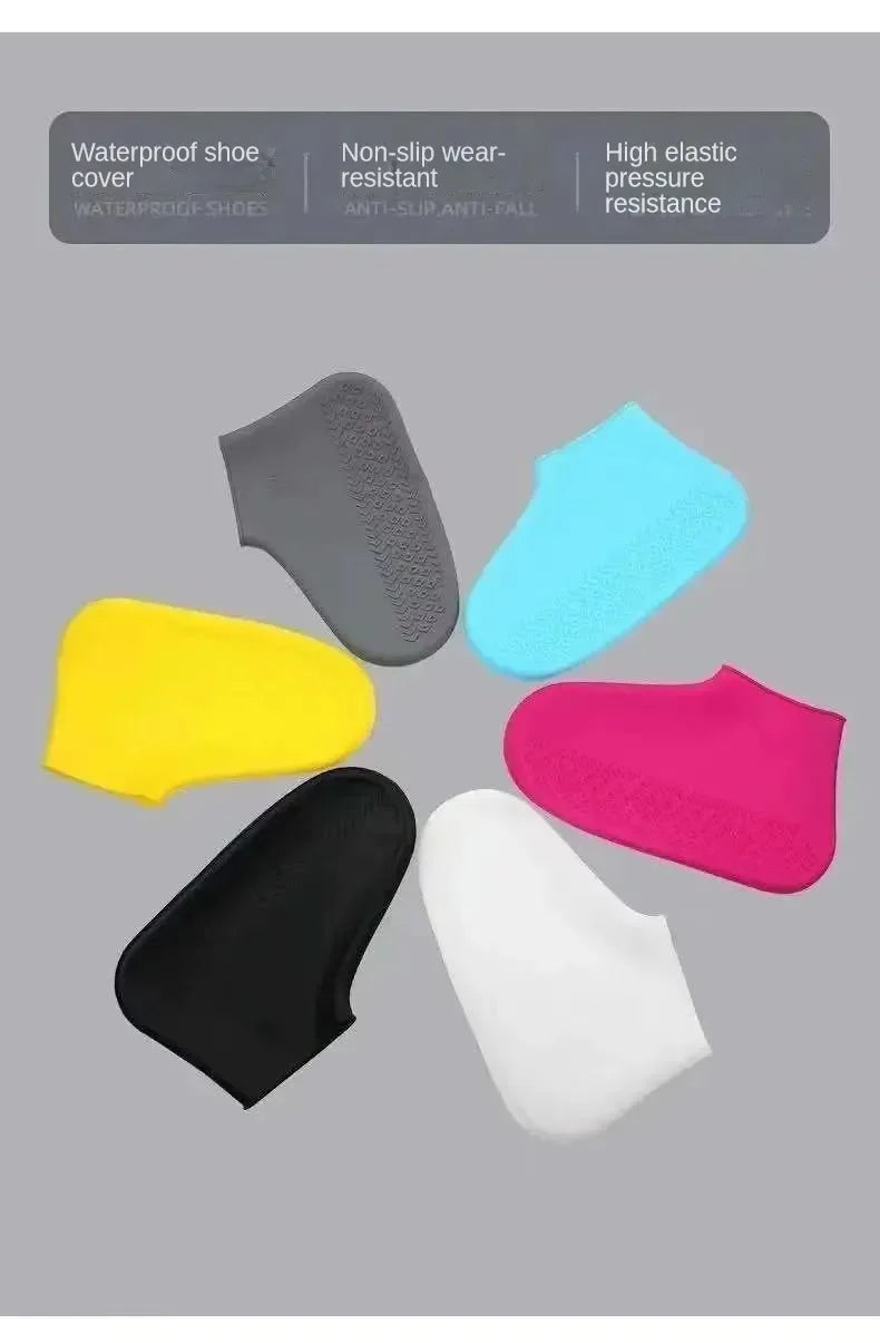 1 Pair Silicone WaterProof Shoe Covers lip-resistant Rubber Rain Boot Rain Gear Overshoes Accessories For Outdoor Rainy Day