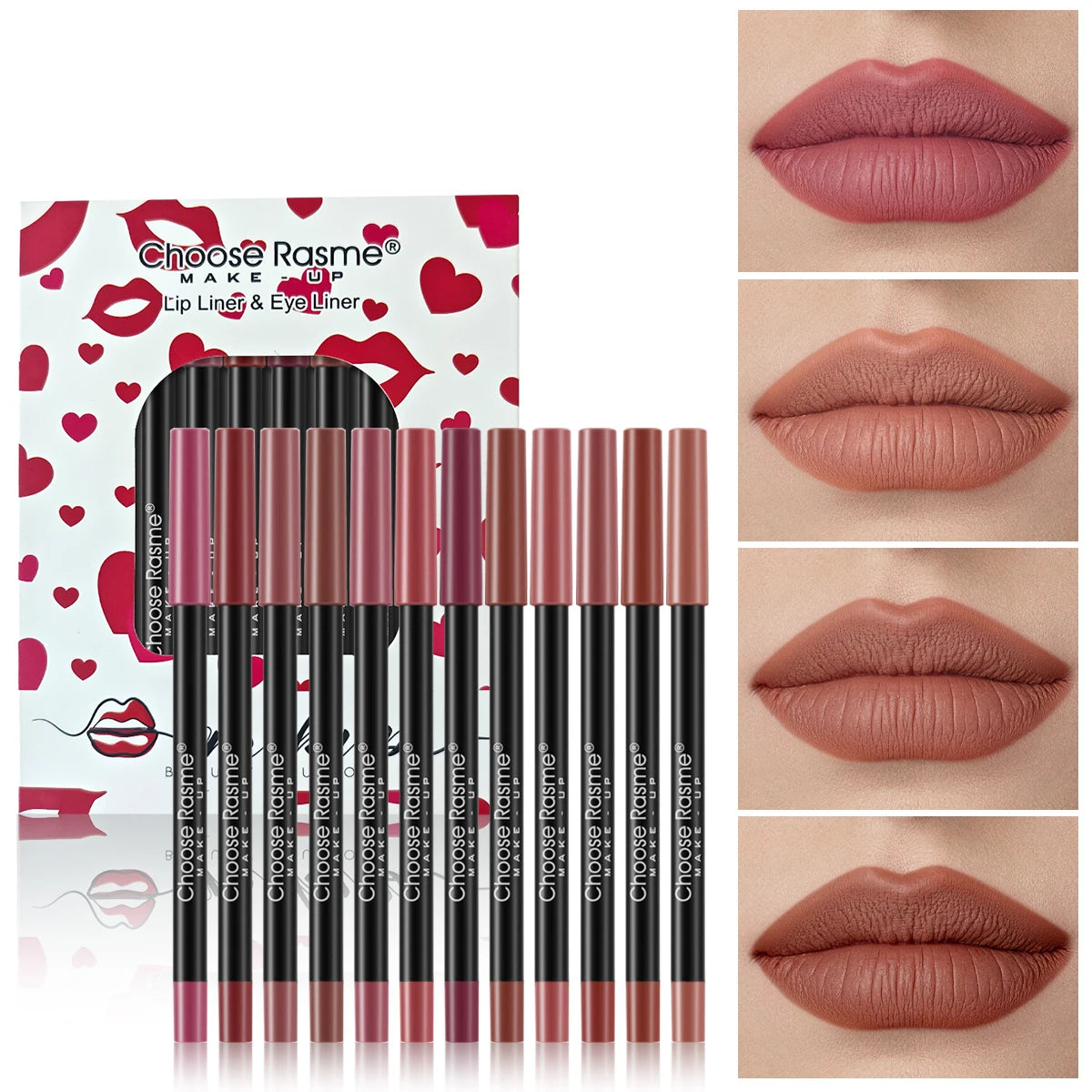12 pcs Lip Liner Pencil Set Matte Lipliner Pencil Lipstick Waterproof Long Lasting Nude Contour Lipstick Pen Lip Tint Cosmetics