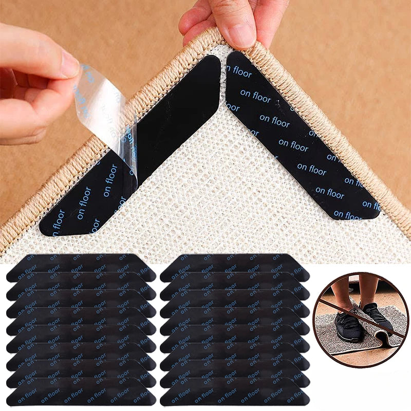 4/8pcs Carpet Non-slip Sticker Reusable Washable Anti Curling Carpet Patch  bathroom bath mat bath rug bathroom mat set sticker
