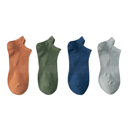 4 Pairs Man Cotton Short Socks Fashion Breathable Mesh Men Comfortable Casual Ankle Sock Pack Male Street Fashions