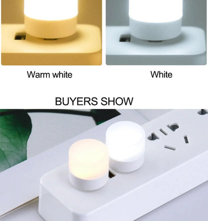 100-10PCS Portable Mini Night Lights Colorful USB Plug Lamp Power Bank Charging LED Book Light Round Reading Eye Protection Lamp