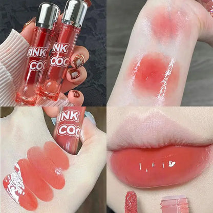 Dark Red Brown Mirror Lip Glaze Water Light Moisturizing Non-stick Cup Highly Pigmented Red Liquid Lipstick Lips Makeup Cosmetic