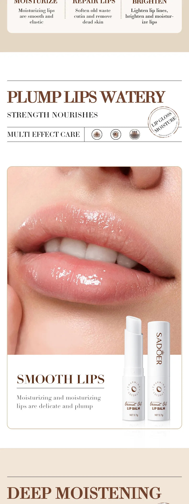 Coconut Lip Balm Healing Moisturizing All-natural Lip Mask For Dry Lips